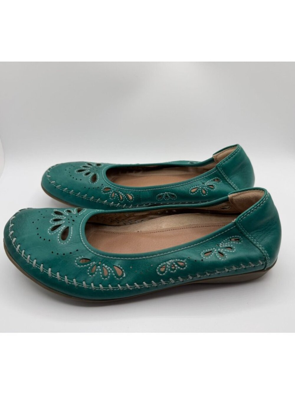 Earth Alder Azza Flats Women Size 8.5M Turquoise Leather Slip-on Comfort Shoes